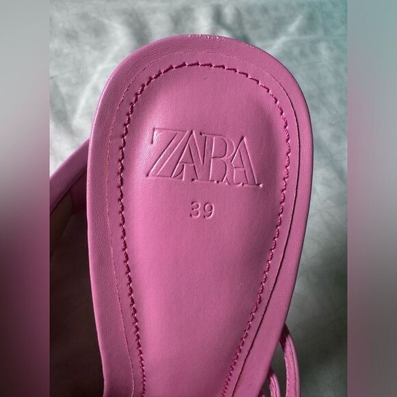 ZARA Barbie pink strappy fancy heels sandals open square toe - Picture 5 of 6